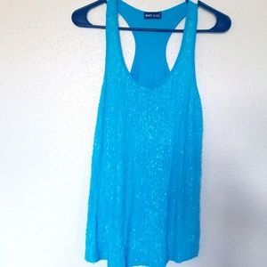 Blue Razor Sequin Tank Top